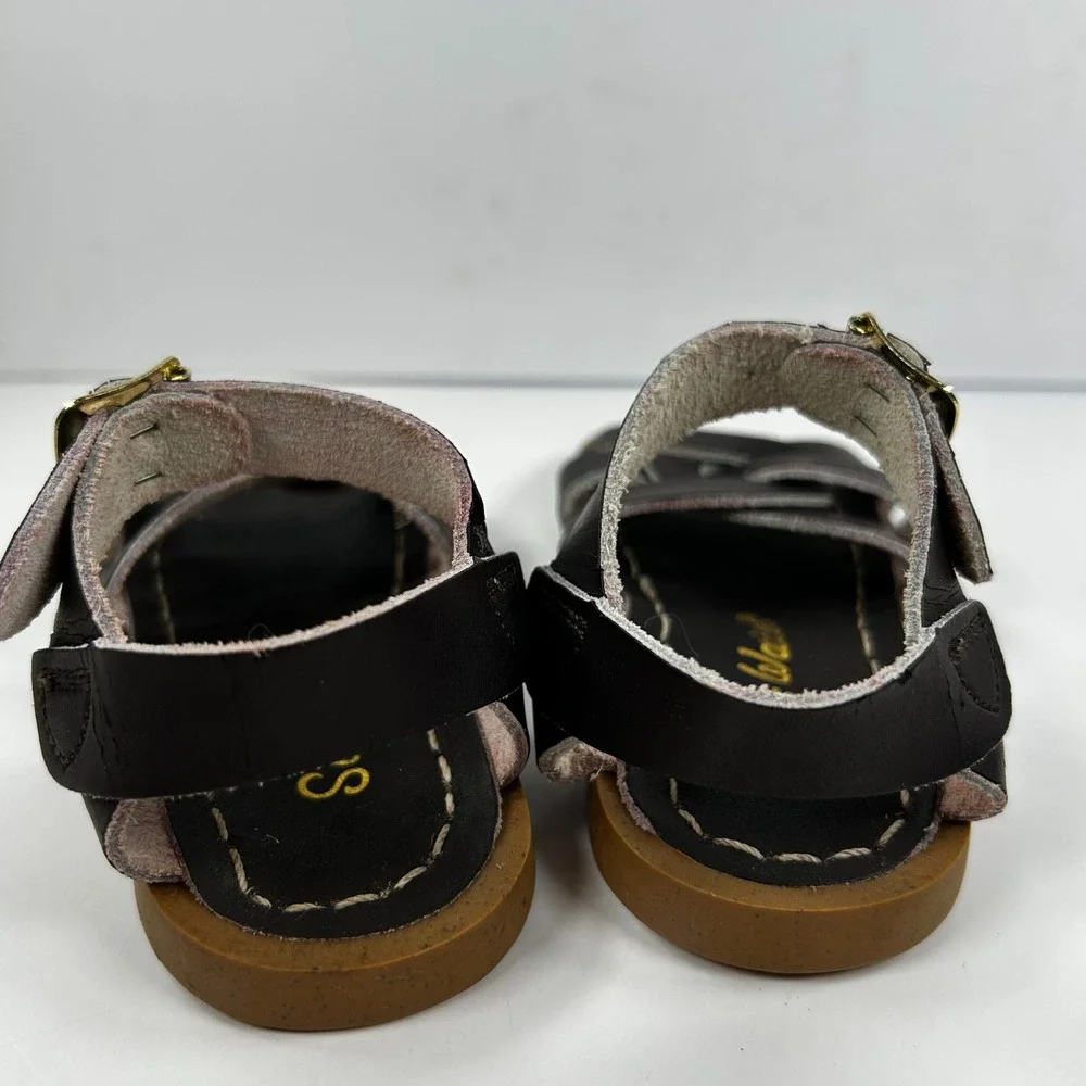 Salt Water Sandals by Hoy Original Black Leather Kids Sandals Size 7 882